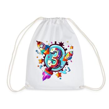 3rd Birthday Rocket Art - Drawstring Bag - white - Front