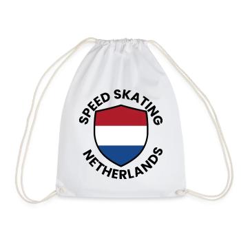 Speed skate Netherlands Shield - Drawstring Bag - white - Front