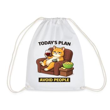 Today's Plan Avoid People Cat - Drawstring Bag - white - Front