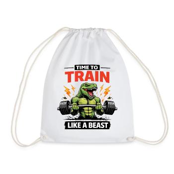 Train Like a Beast Dino - Drawstring Bag - white - Front
