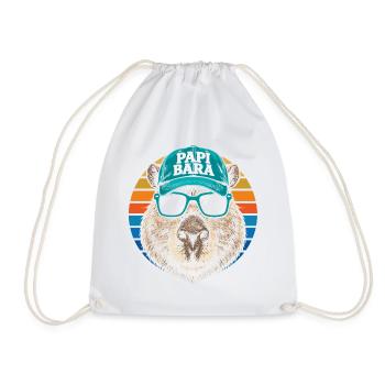 Biber mit Retro Cap und Sonnenbrille - Turnbeutel - Weiß - Vorne