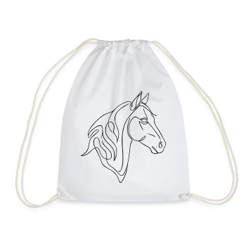 Minimalist Horse Line Art Elegant Line Design - Drawstring Bag - white - Front
