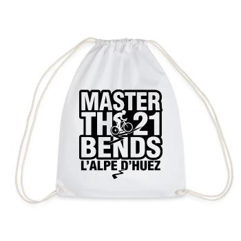 Master the 21 Bends L'Alpe d'Huez Cycling - Drawstring Bag - white - Front