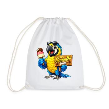 Parrot with popsicles - Drawstring Bag - white - Front