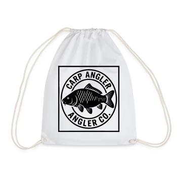 Carp Angler Crest Logo - Drawstring Bag - white - Front