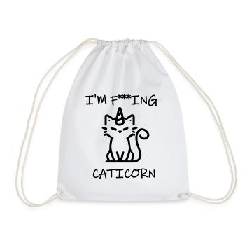 Ich bin verdammt nochmal CATICORN - Turnbeutel - Weiß - Vorne