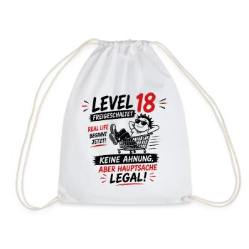 Level 18 Freigeschaltet Volljährig Legal Humor - Turnbeutel - Weiß - Vorne