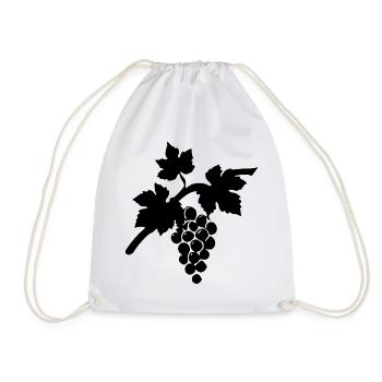 Wein Weinrebe schwarz Geschenk Weintrinker  - Turnbeutel - Weiß - Vorne