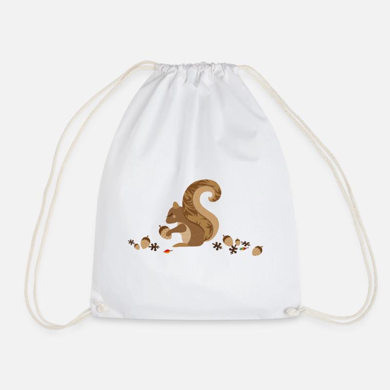 A squirrel with an acorn - Drawstring Bag - white