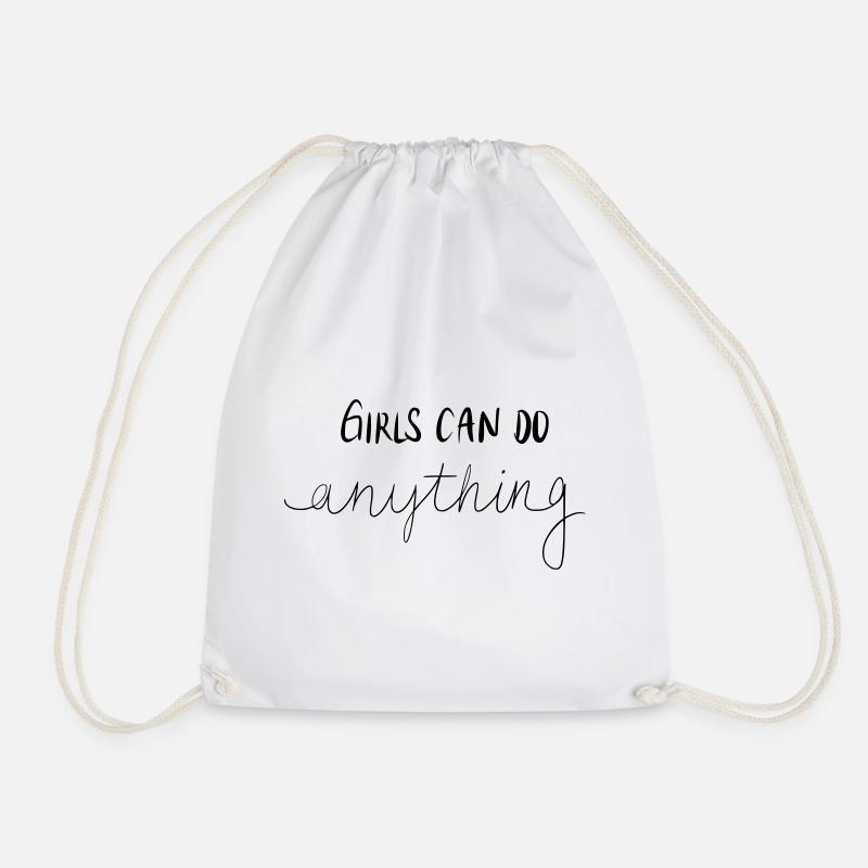 GIRLS CAN DO ANYTHING - Drawstring Bag - white
