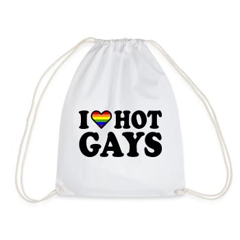 I love hot gays - Drawstring Bag - white - Front
