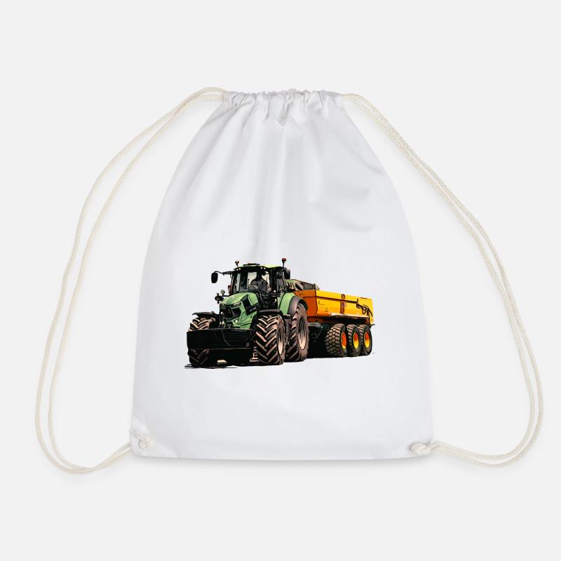 Deutz mit Anhänger Kipper - Turnbeutel - Weiß