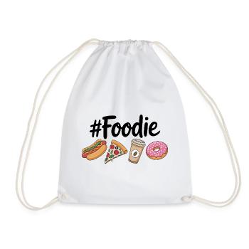 Foodie Hotdog and Coffee Lover - Drawstring Bag - white - Front