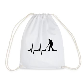 Heartbeat of Metal Detecting Enthusiast - Drawstring Bag - white - Front