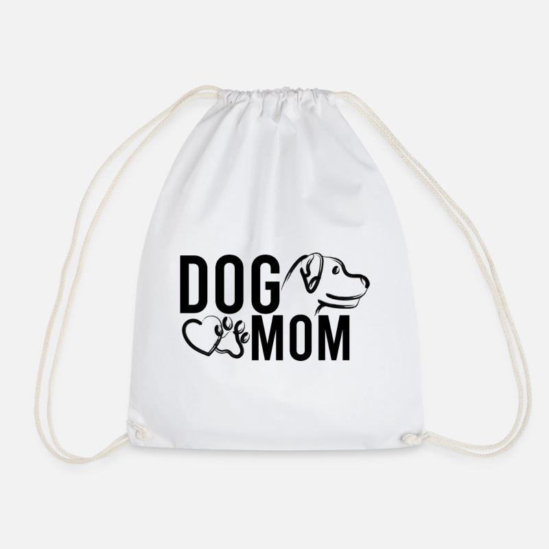 Dog Mom Design - Drawstring Bag - white