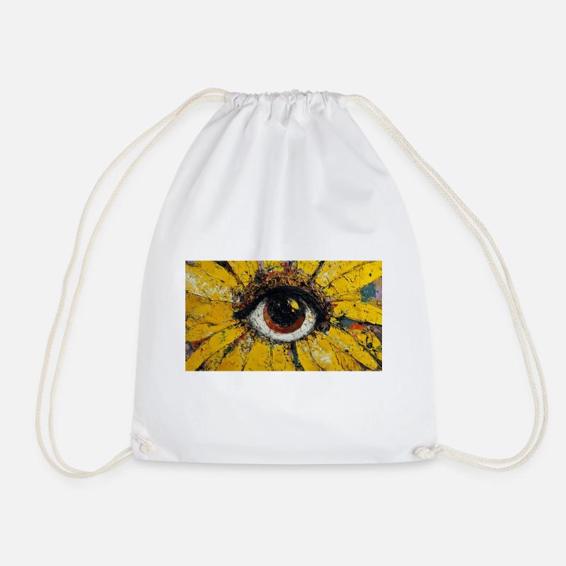 Sunflower - Suneye Painting - Drawstring Bag - white