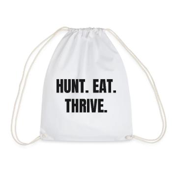 HUNT. EAT. THRIVE. Carnivore & Ancestral Lifestyle - Drawstring Bag - white - Front