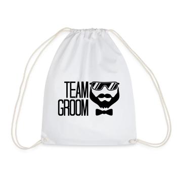 cool sunglasses celebrate groom rings team junggese - Drawstring Bag - white - Front