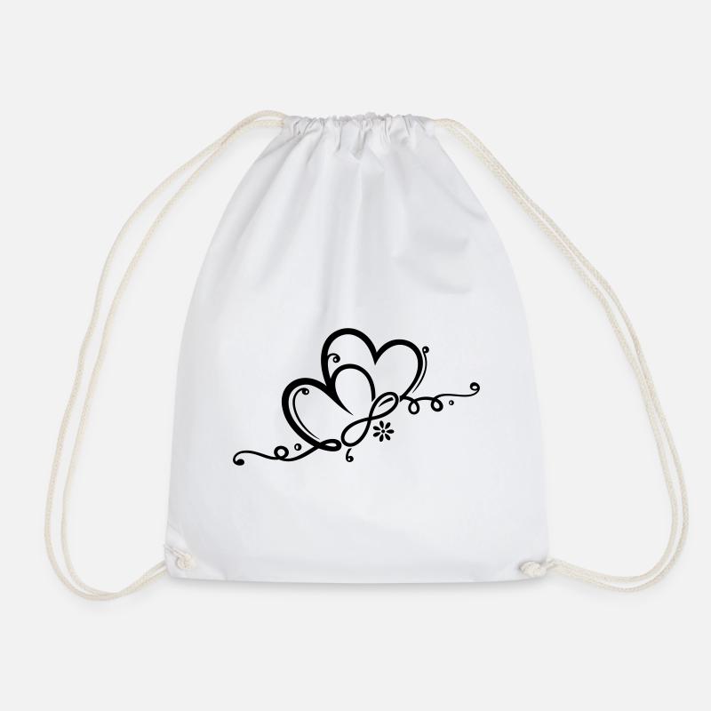 Deux coeurs avec des fleurs et l'infini - Sac de sport léger - blanc