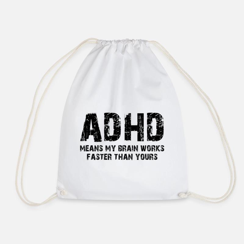 Adhd - Drawstring Bag - white
