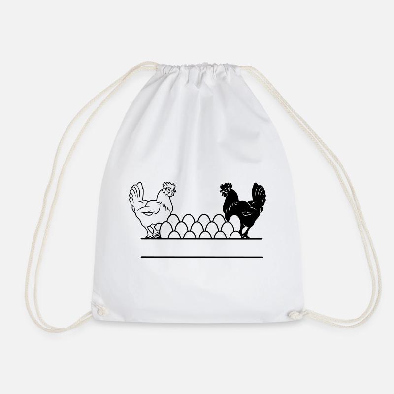 Hähnchen dunkles und helles Monogramm - Turnbeutel - Weiß