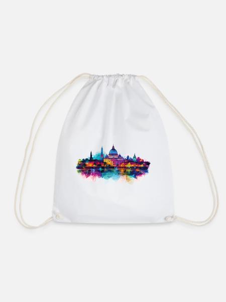 Rom Rome Italien Stadt Skyline Splash Neon Bunt - Turnbeutel - Weiß