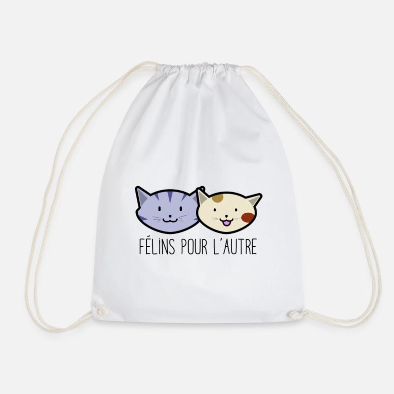 FELINES FOR THE OTHER - Drawstring Bag - white