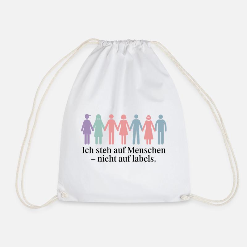 Ich Steh Auf Menschen – Nicht Auf Labels - Turnbeutel - Weiß