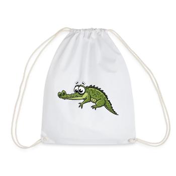 Crocodile with big eyes cartoon - Drawstring Bag - white - Front