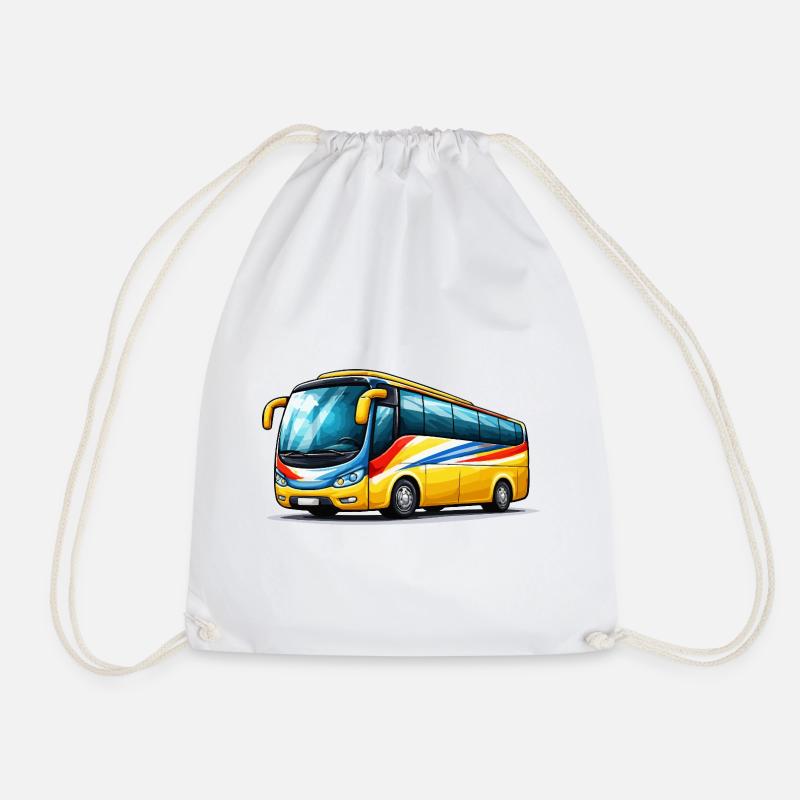 Reisebus Kunstdruck - Turnbeutel - Weiß