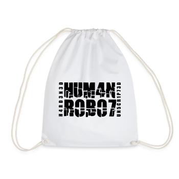 Hardened Human Robot Unscripted - Drawstring Bag - white - Front