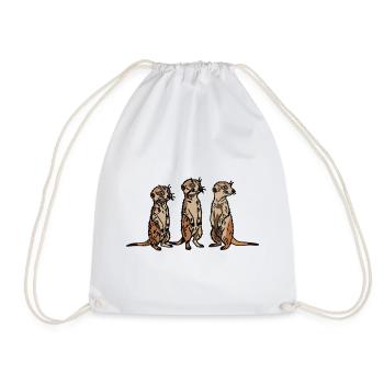 Niedliches, handgezeichnetes Erdmännchen-Trio-Design - Turnbeutel - Weiß - Vorne