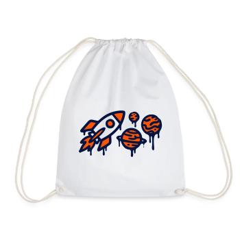 Rocket Launch Planet Graffiti - Drawstring Bag - white - Front