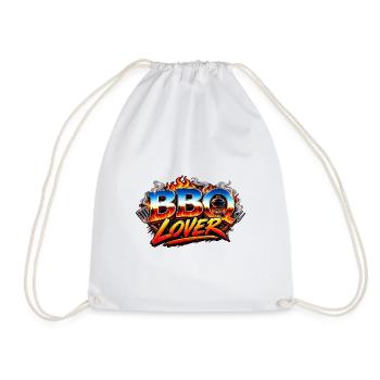 BBQ Lover Flames Logo - Drawstring Bag - white - Front