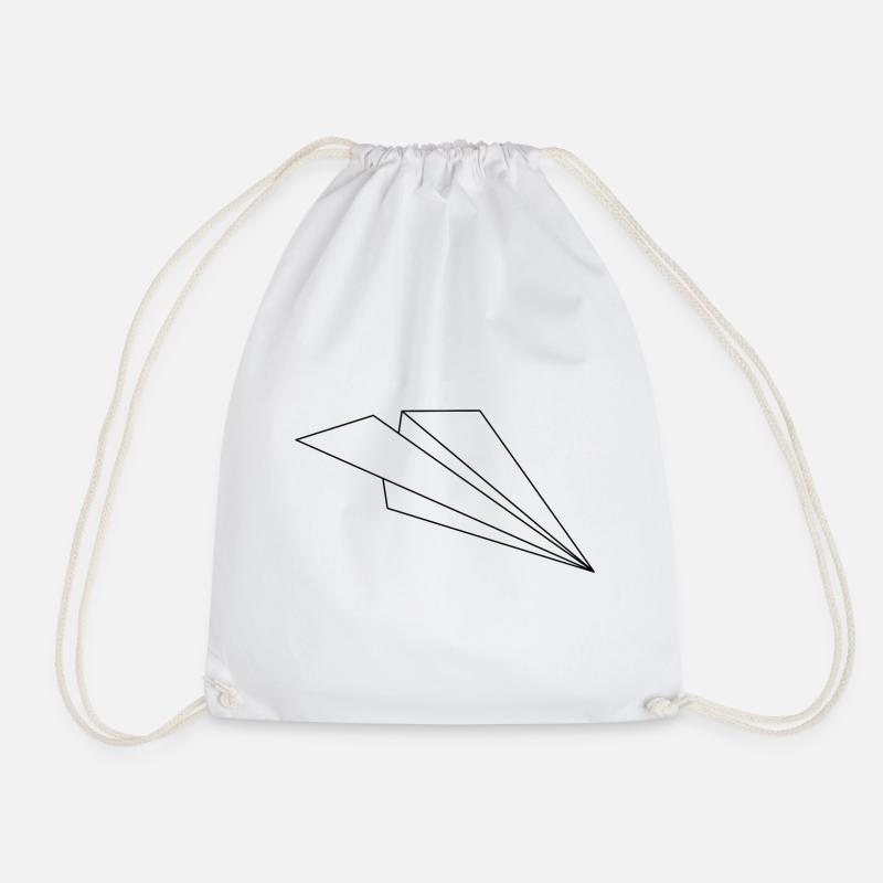 paper airplane - Drawstring Bag - white