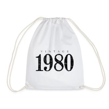 Né en 1980 (Vintage Black) Anniversaire - Sac de sport léger - blanc - Devant