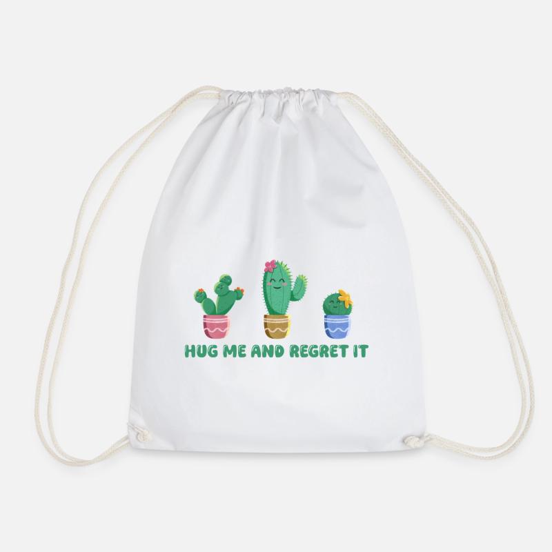 Cute cactus with funny saying - Drawstring Bag - white