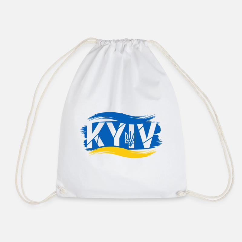 Ukrainian Trident and Flag Abstract Design - Drawstring Bag - white