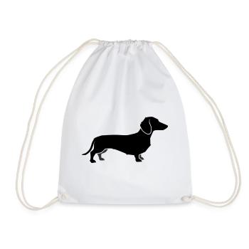 Dackel Hund Silhouette - Turnbeutel - Weiß - Vorne