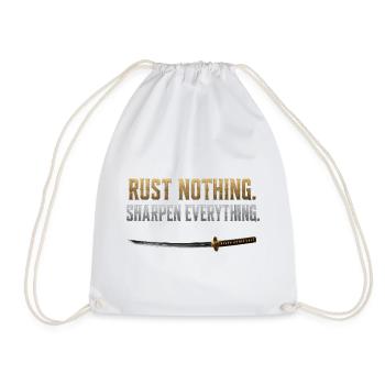 Rust Nothing Sharpen Everything Katana Gym Shirt - Drawstring Bag - white - Front