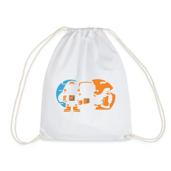 Astronaut Silhouette Logo - Drawstring Bag - white - Front