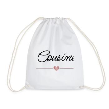 Beste Cousine mit Herz – Familien Geschenk - Turnbeutel - Weiß - Vorne