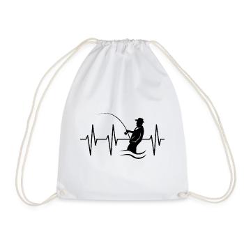 battement de cœur pêcheur pulsation ecg symbole lac poisson - Sac de sport léger - blanc - Devant