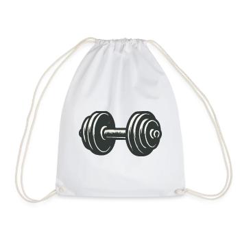Dumbbell Strength Workout Graphic - Drawstring Bag - white - Front