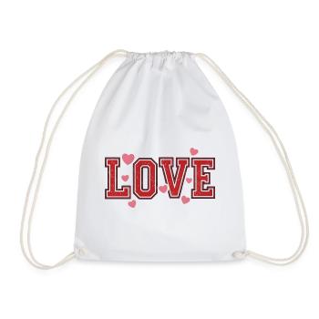 Love Typography – Love Statement with Hearts - Drawstring Bag - white - Front