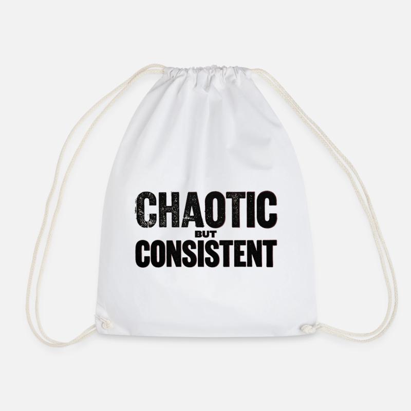 chaotic-but-consistent - Drawstring Bag - white