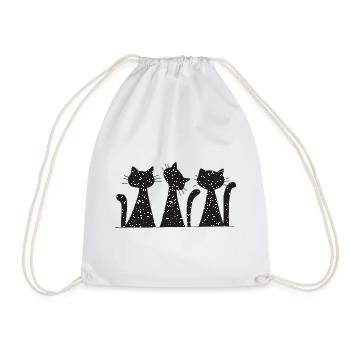 Night cat silhouettes in the rain of stars - Drawstring Bag - white - Front
