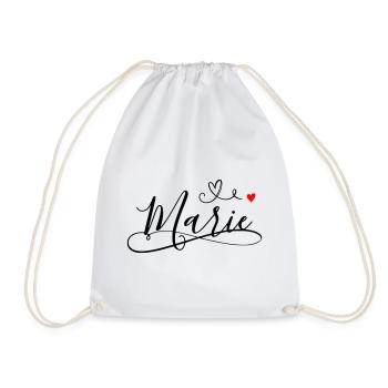 Nom de famille Marie prénom avec décoration en cœur - Sac de sport léger - blanc - Devant