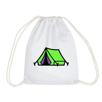 Festival Tent Camping Icon - Drawstring Bag - white - Front