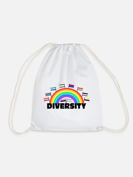 Diversity Regenbogen - Vielfalt Design - Turnbeutel - Weiß
